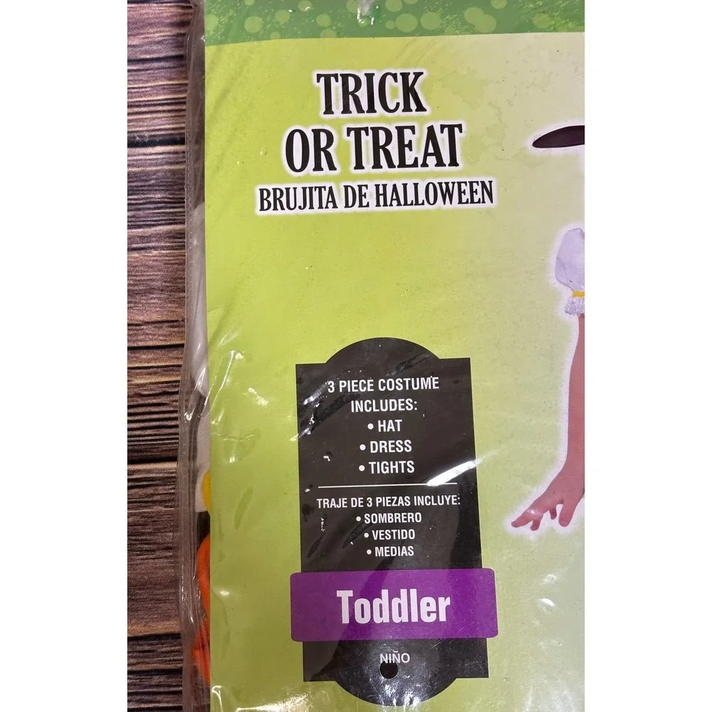 Trick Or Treat Halloween Witch Costume - Toddler Size 3-4 - New